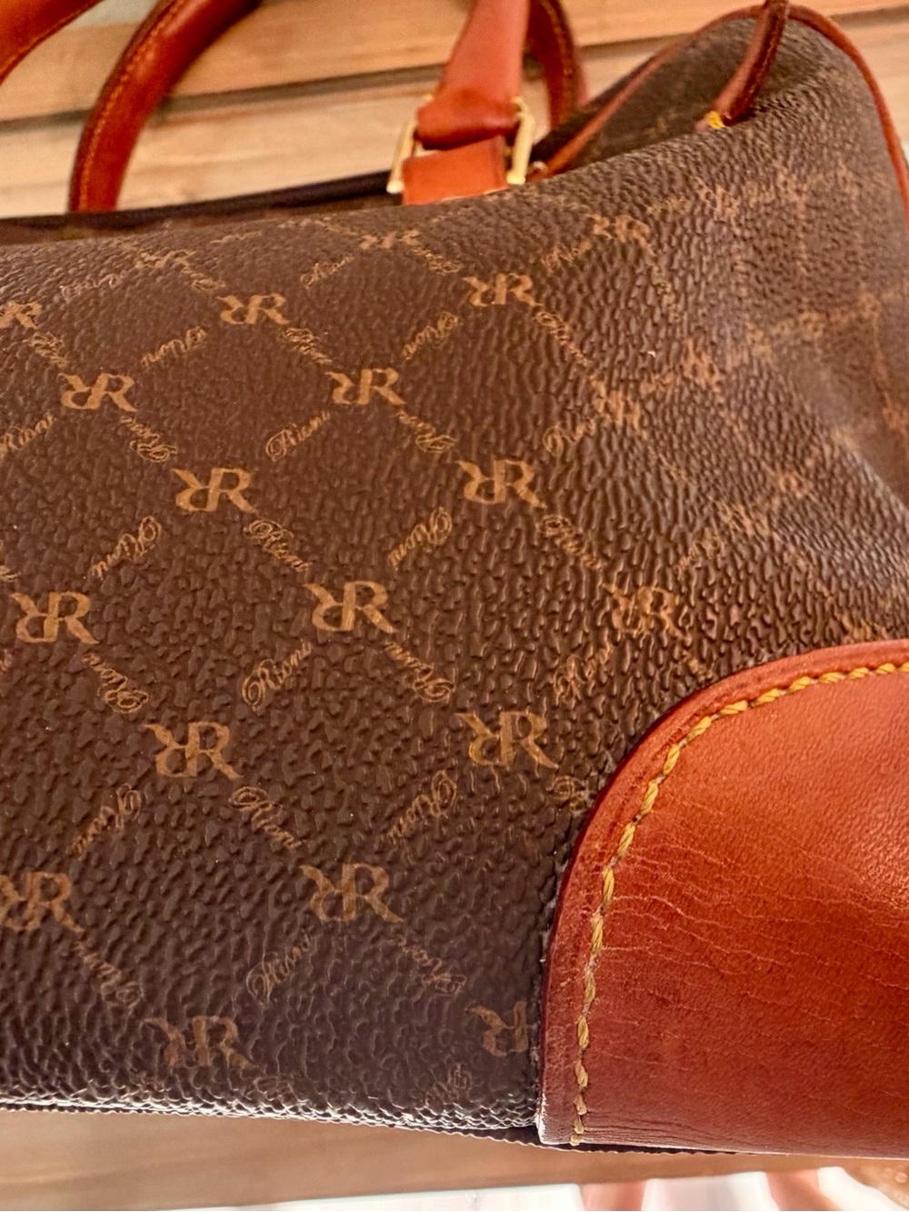 Rioni Moda Italia Signature Monogram Coated Canvas Dome Satchel Bag, Preppy - Picture 6 of 16